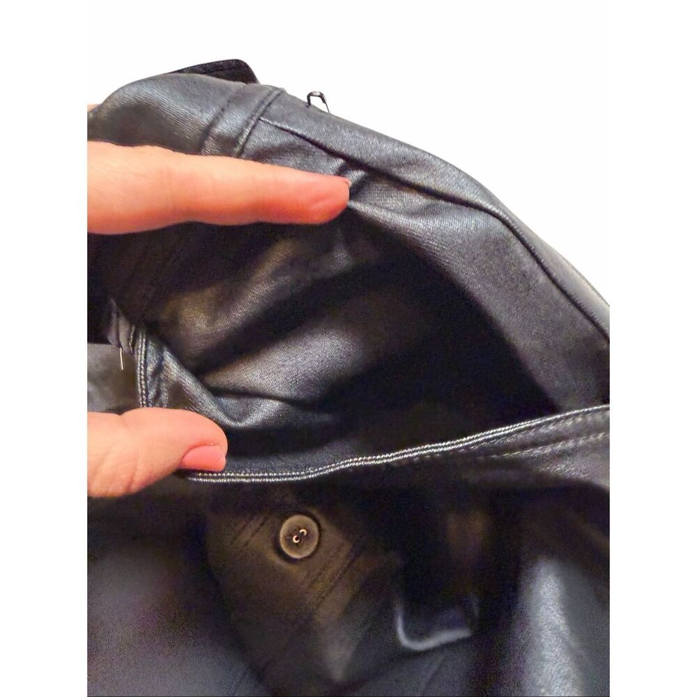 Unique Vintage Vegan Leather A-line Skirt Full Circle Buttons Pockets Medium - Picture 4 of 7